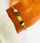 Pulseira pingnete plaquinha banhado a ouro