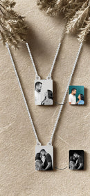 Colar escapulario personalizado foto gravação banhado a prata