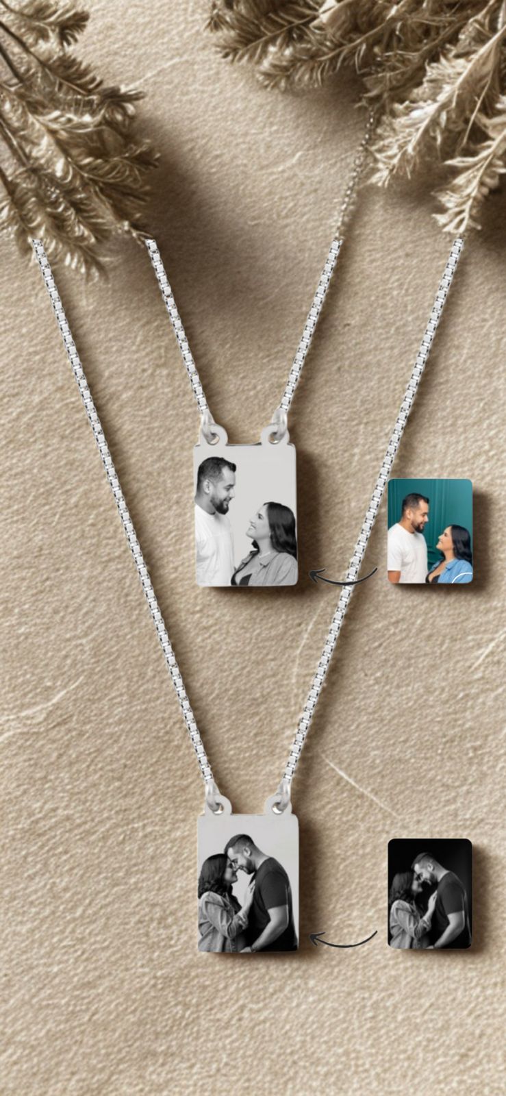 Colar escapulario personalizado foto gravação banhado a prata