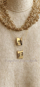 Colar escapulario personalizado foto gravação banhado a ouro