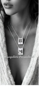 Colar foto gravação banhado a prata - frente