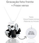 Colar foto gravação banhado a prata - frente  e verso