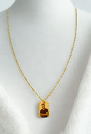 Colar pingente retangular banhado a ouro