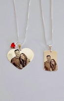 Kit colar (Para ele e ela ) frente e verso banhado a prata