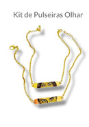 Kit pulseira casal plaquinha  banhado a ouro
