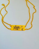 Kit pulseira casal plaquinha  banhado a ouro