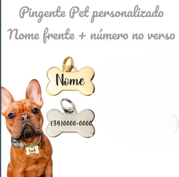 Pingente osso personalizado pet