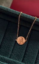 Pulseira pingente redondo banhado a ouro