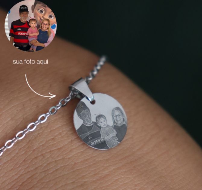 Pulseira pingente redondo banhado a prata